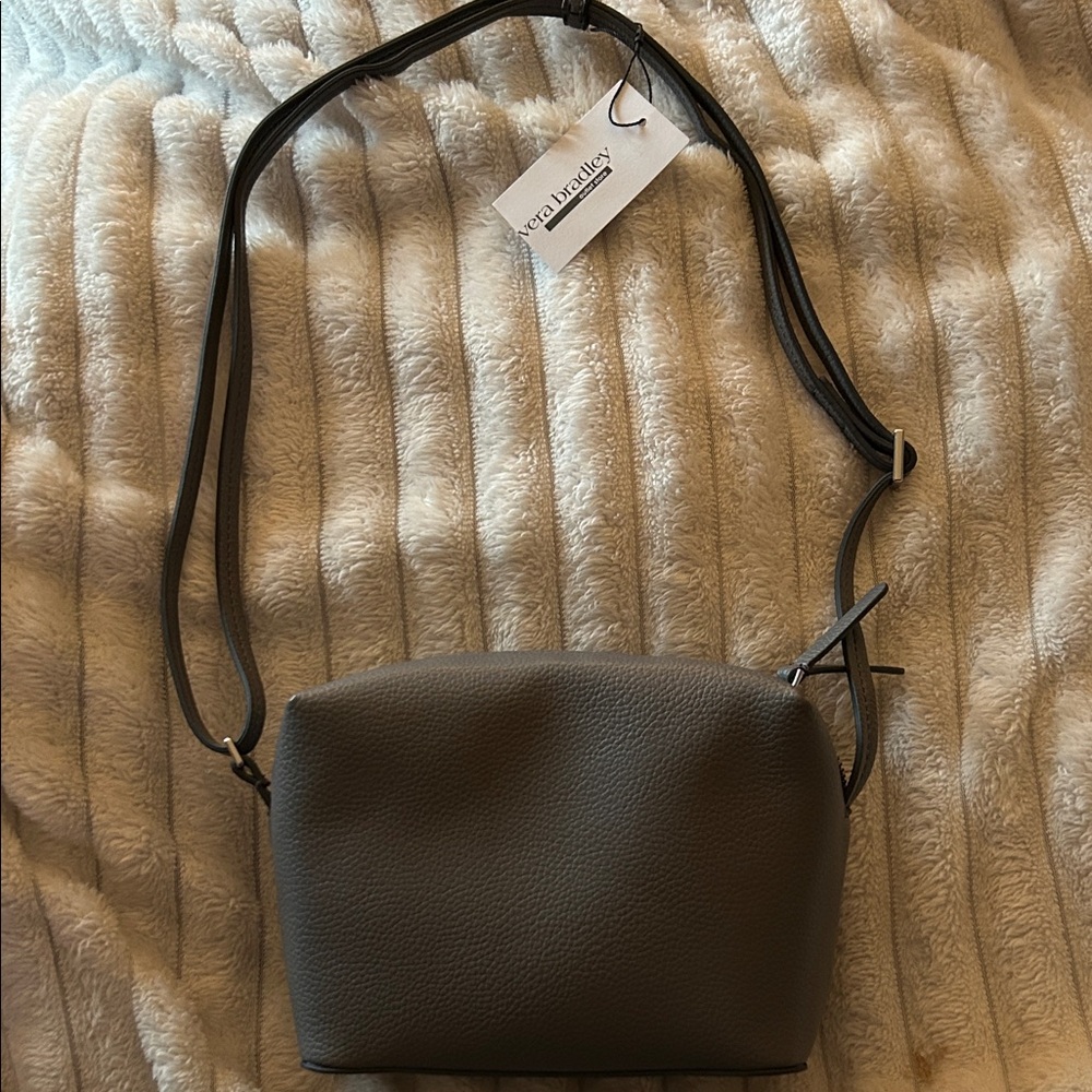 Vera Bradley Gray Taupe Pebbled Crossbody Bag